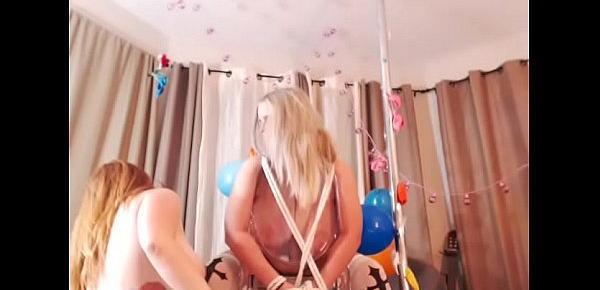  3 Busty Amateur Girls Having Birthday Fun With Cupcakes, Giant Dildo and Sybian - Part 1 - Amateur-Cam-Girls.com